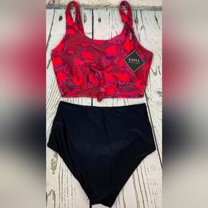 Zaful Vibrant Red Snake Print Bikini